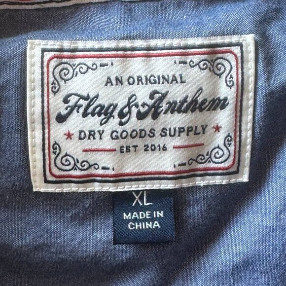 Flag & Anthem mens short sleeve, all cotton, embroidered casual shirt size XL - Picture 6 of 9